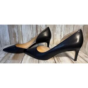 Nine West Black Leather Classic D'Orsay Pointed Toe Pumps Size 7.5M